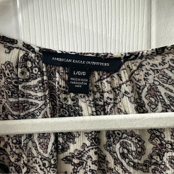 American Eagle Boho Peasant Top Paisley Romantic Velvet Whimsigoth Blouse - Picture 4 of 7